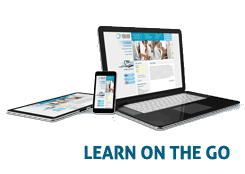Learn on the go. - image of laptop, cell phone & tablet.